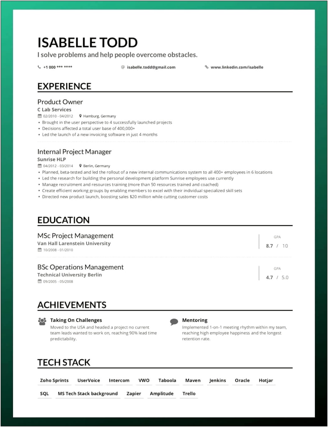 Experience To Write On A Resume