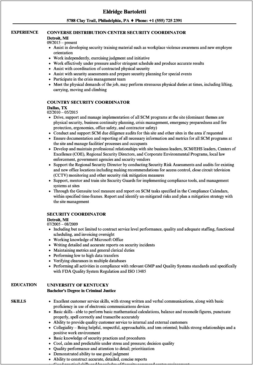 Expired Security Clearance On Resume Example