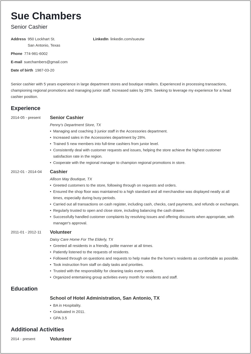Explain Working With Cash Register On Resume