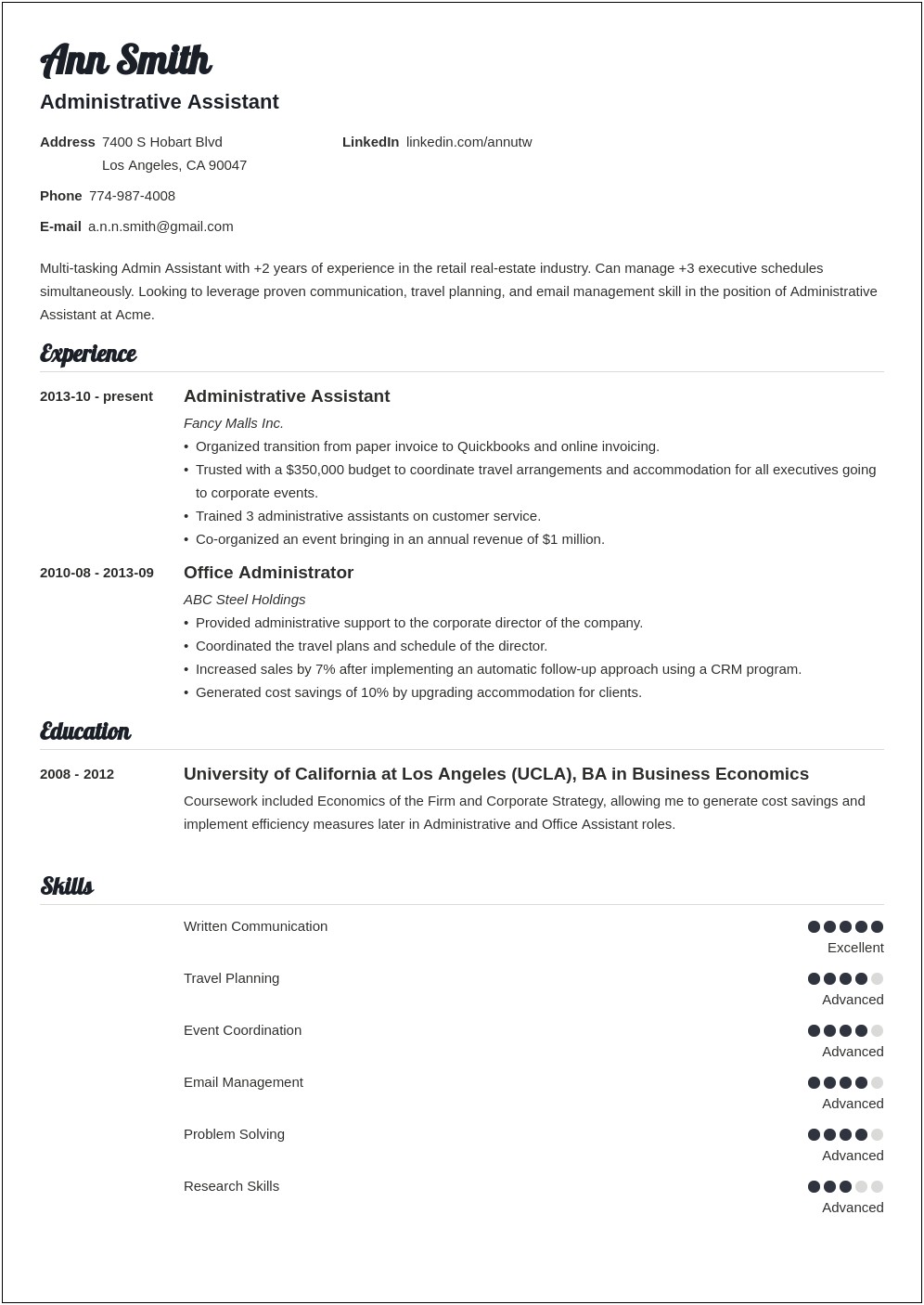 Explaining Desk Assistant Job On Resume