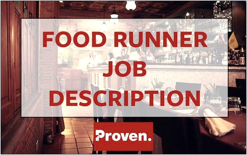 Expo Food Runner Job Description Resume