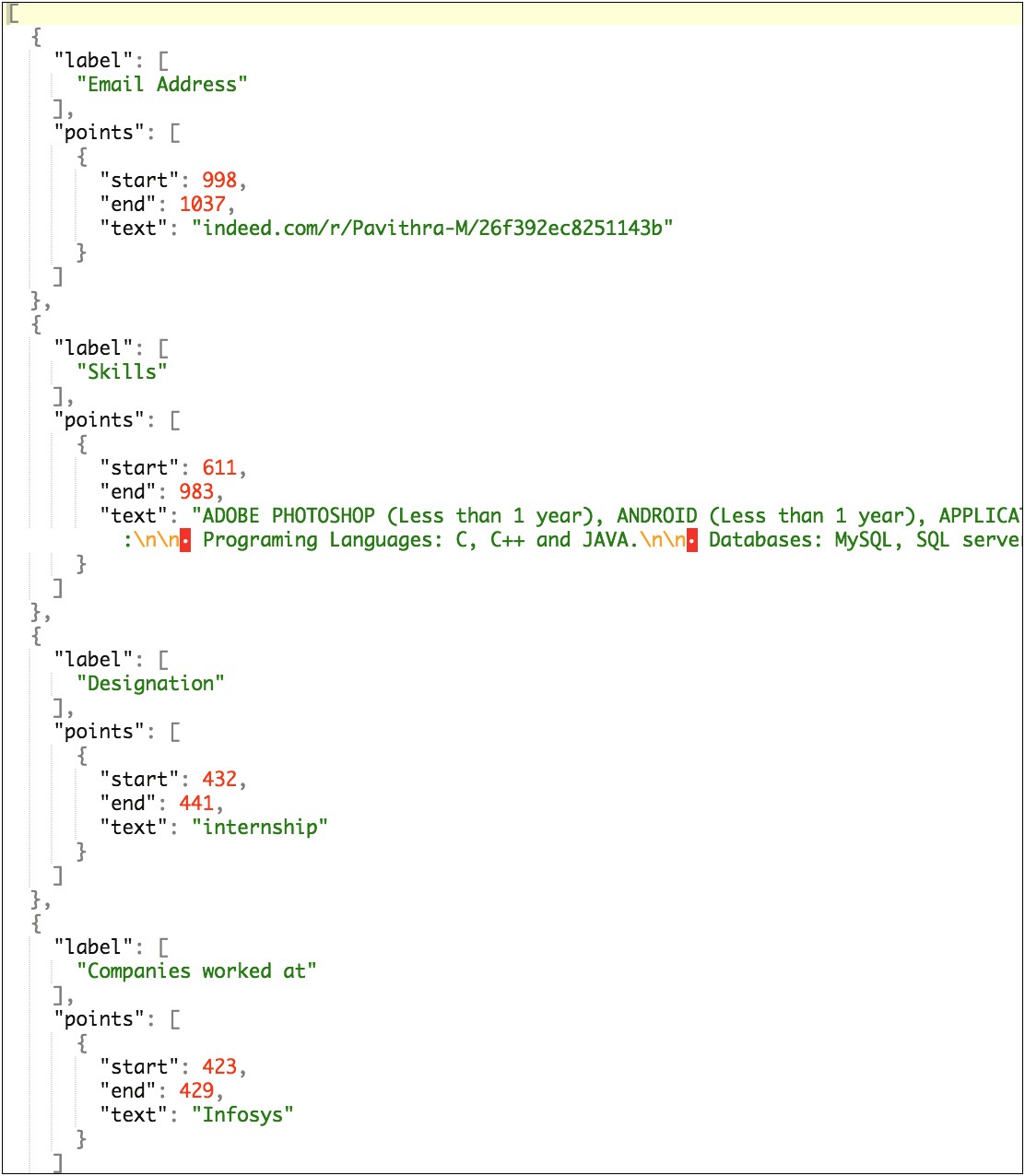 Extracting And Pivoting Name Value Pairs Experience Resume