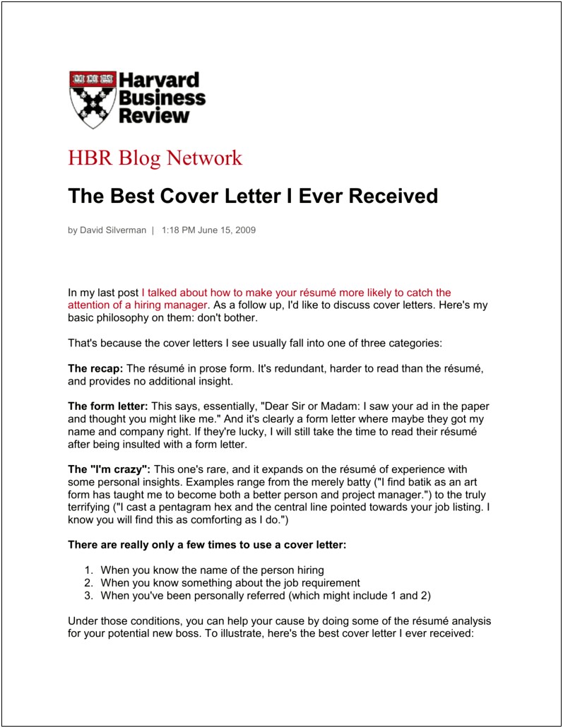 Eye Catching Cover Letter For Resume