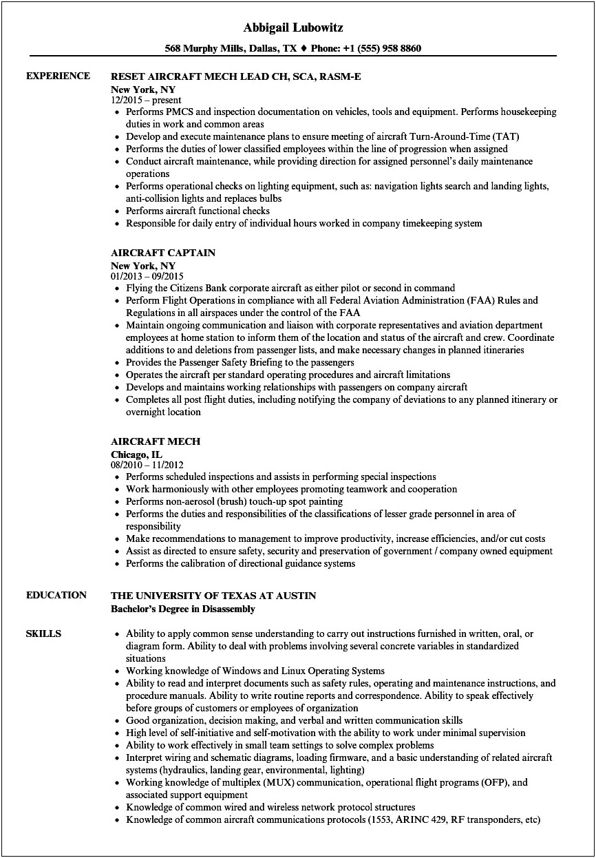 Fabulous Example Of Squadron Co Resume