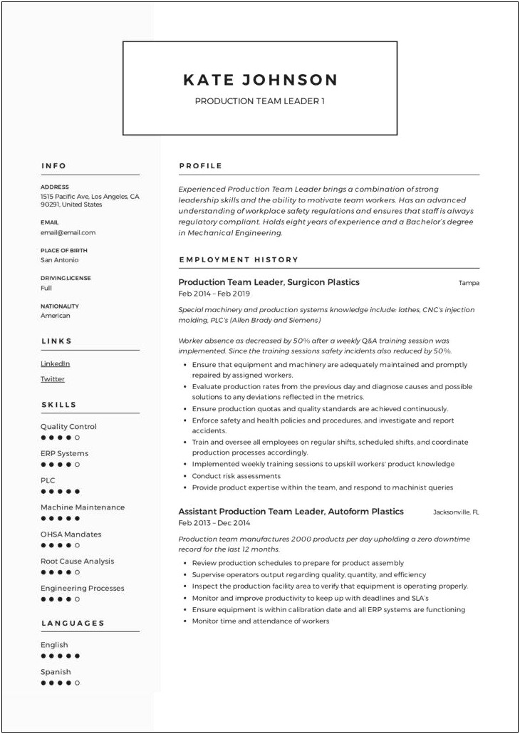 Factory Skills And Abilities On Resume