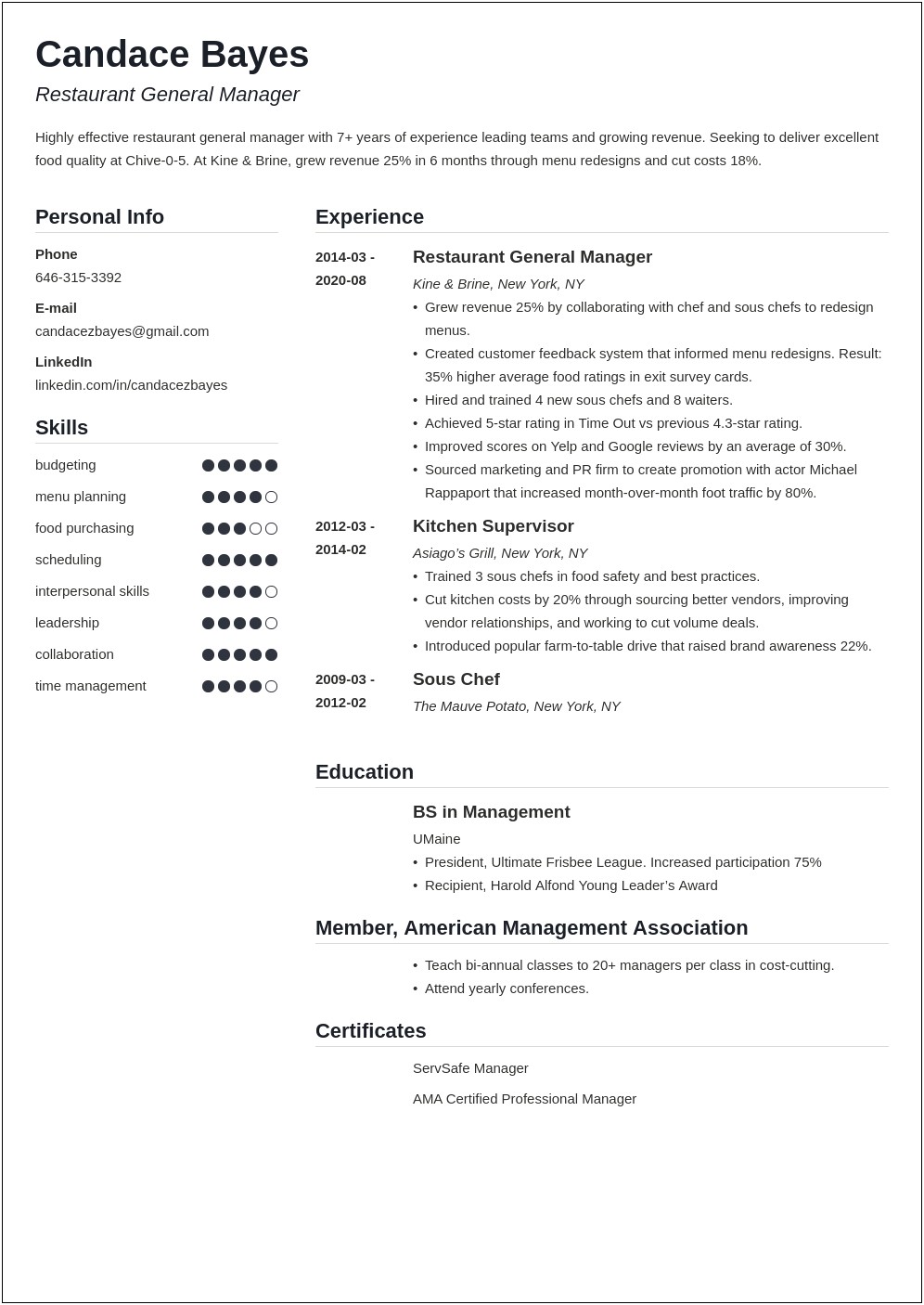 Fast Food Store Manager Resume Objective