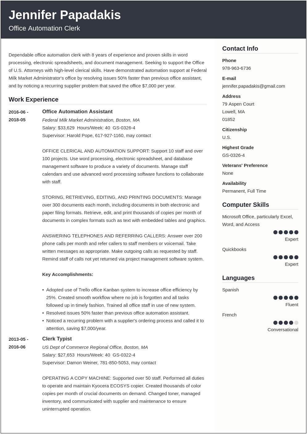 Federal Job Best Qualified Resume Job Experience Ranking
