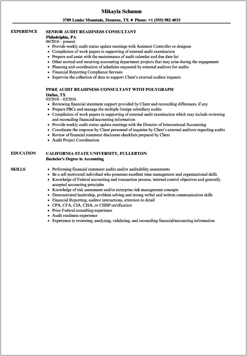 Federal Resume Example With Security Clearance