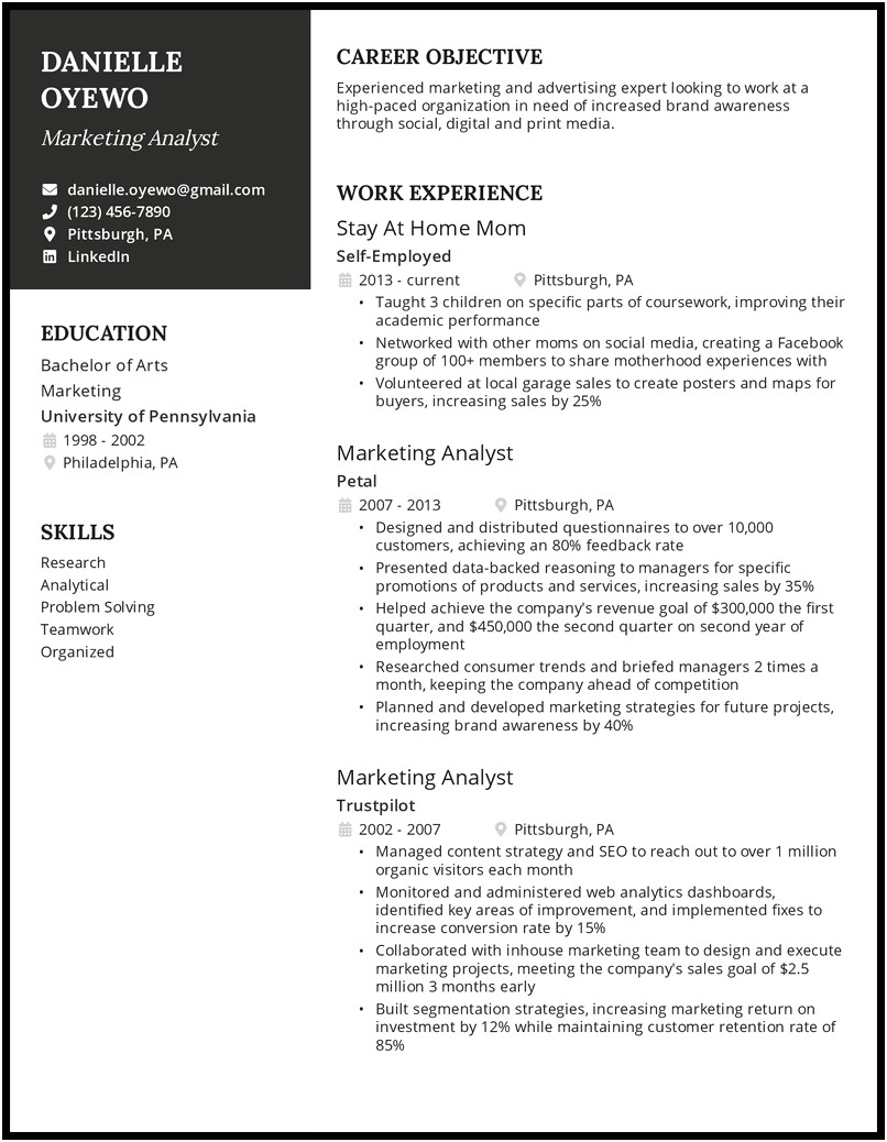 Filling Out The Objective Part Of A Resume