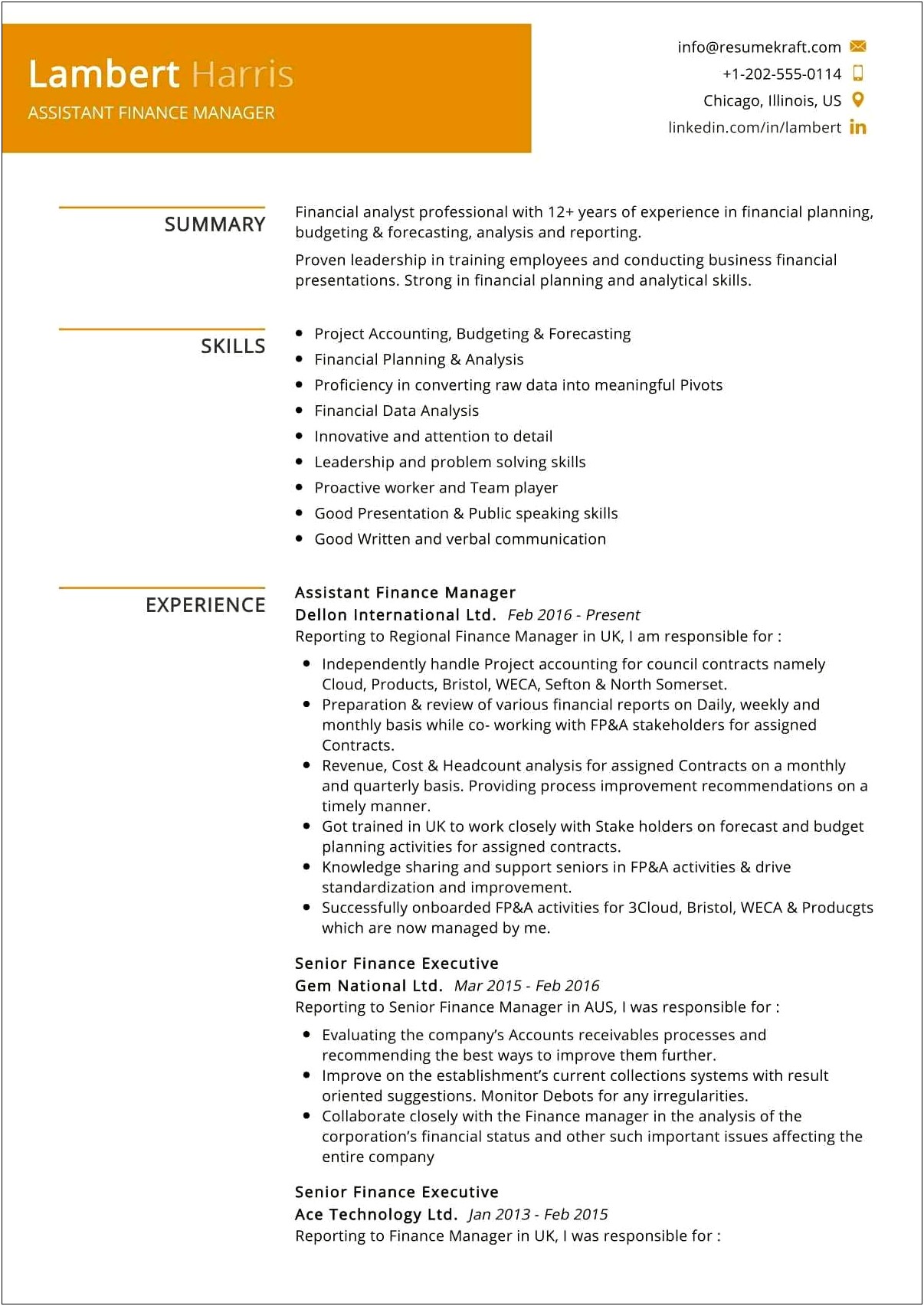 Financial Analyst Summary Of Qualifications Resume