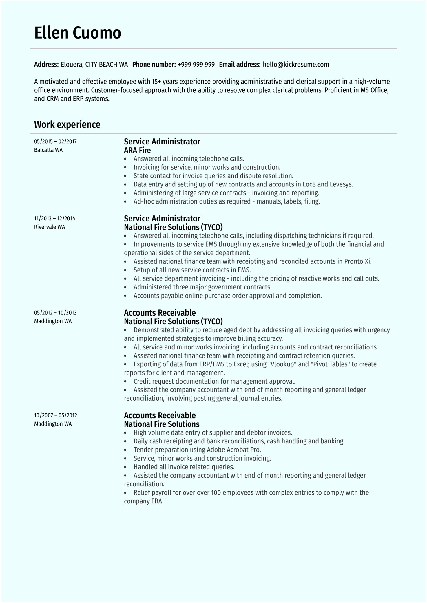 Fired For Coming To Work High Resume