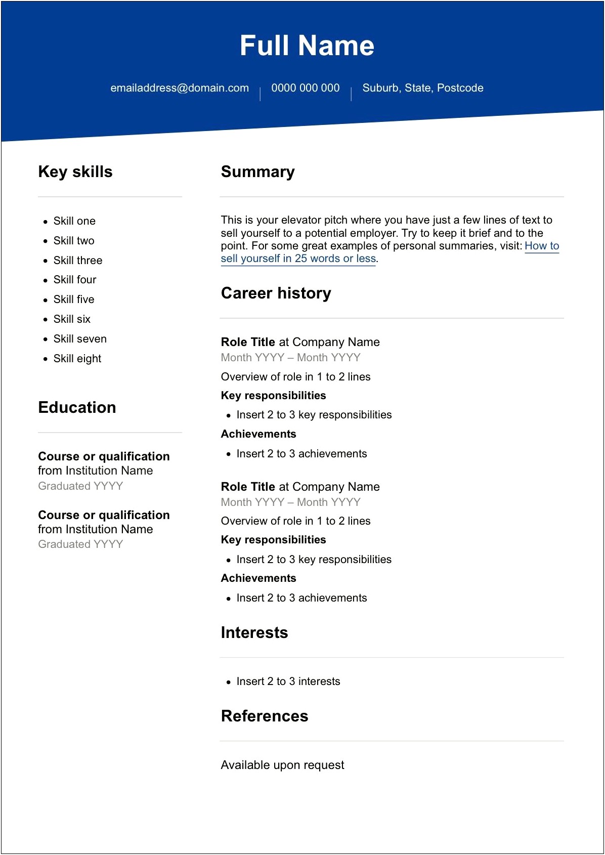 First Time Resume Template For Students