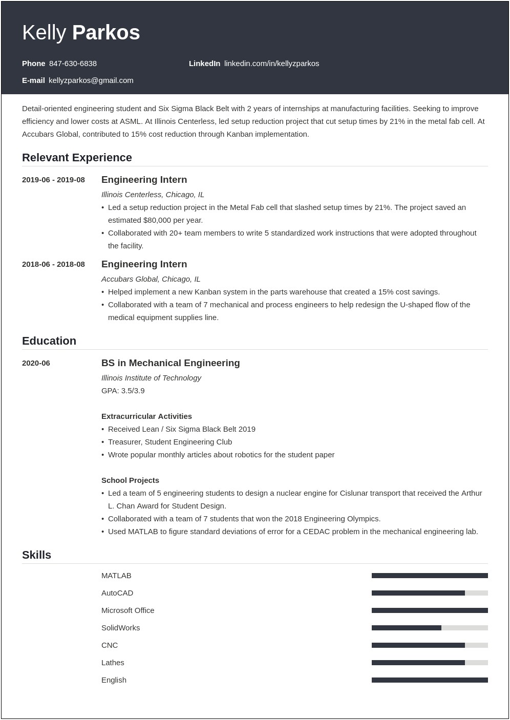 First Year Of College Description Resume