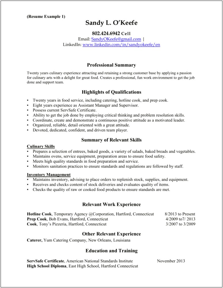 Food Crew Member Leadership Resume Examples