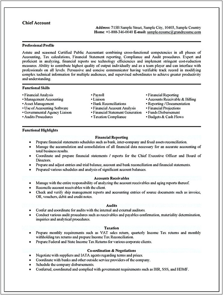 Format Accounting Resume For Healthcare Jobs