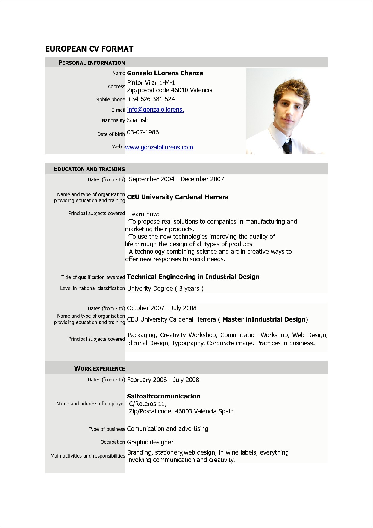 Format Of A Good Resume Download