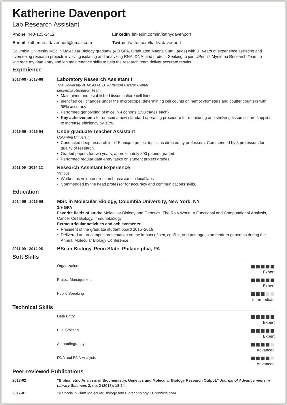 Formatting A Resume For Biology Jobs