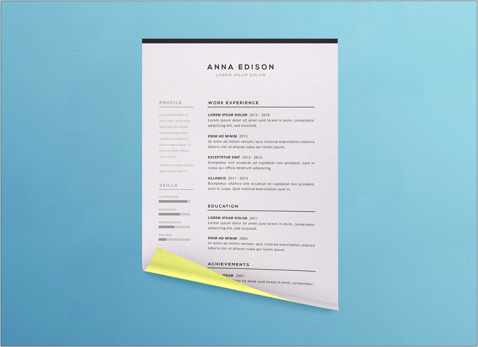 Free Black And White Downloadable Resume For Word