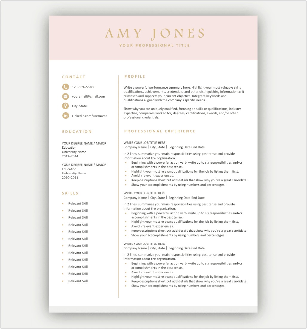 Free Chronological Resume Templates To Download