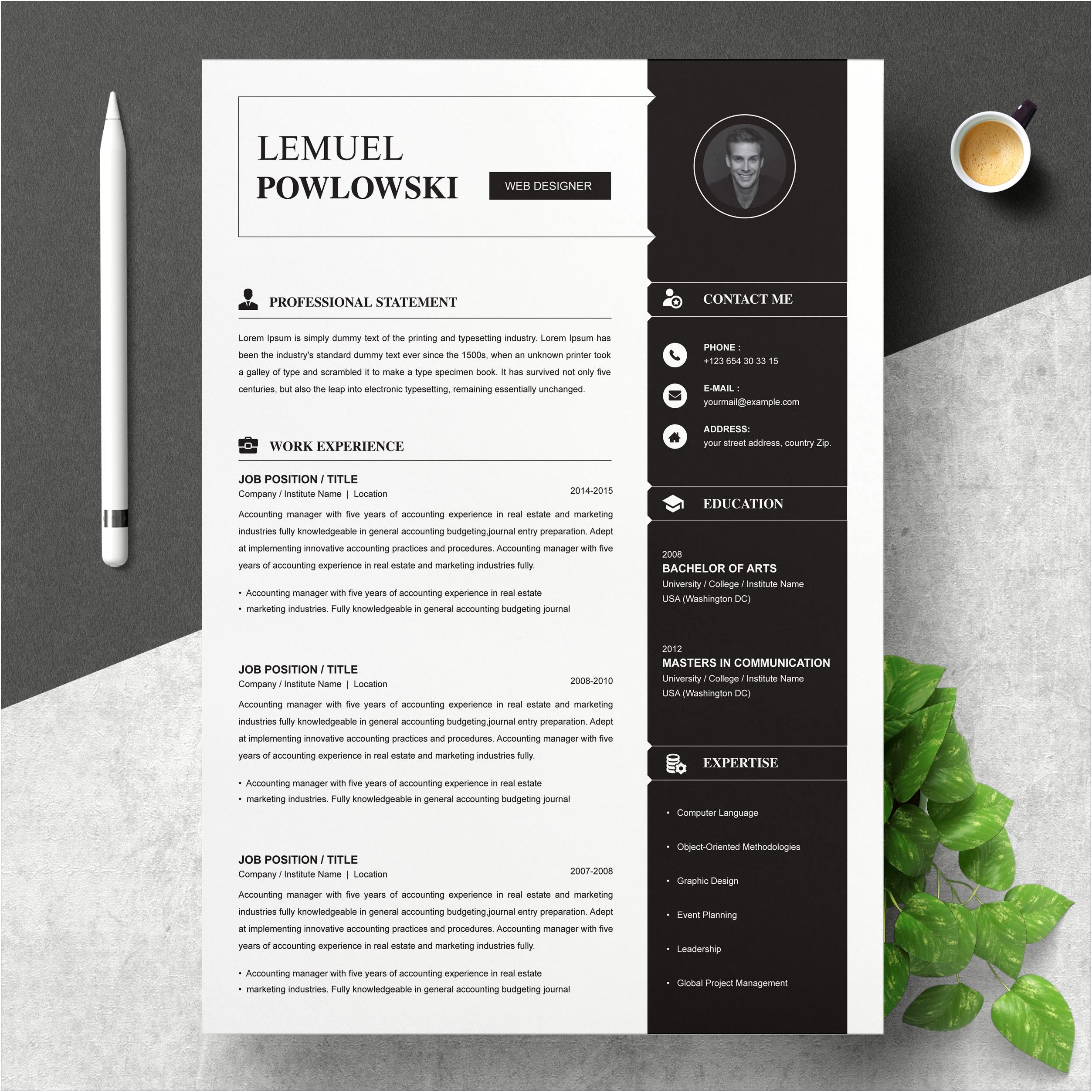 Free Creative Resume Templates For Mac