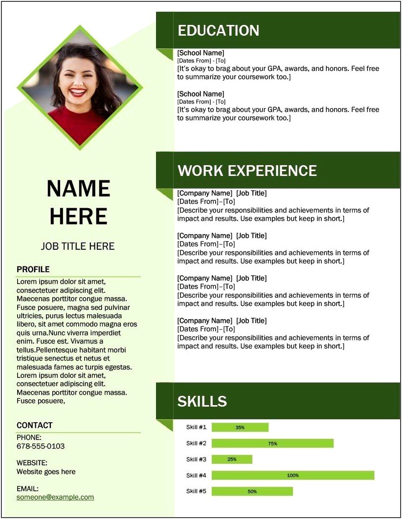 Free Download Resume Format With Photo