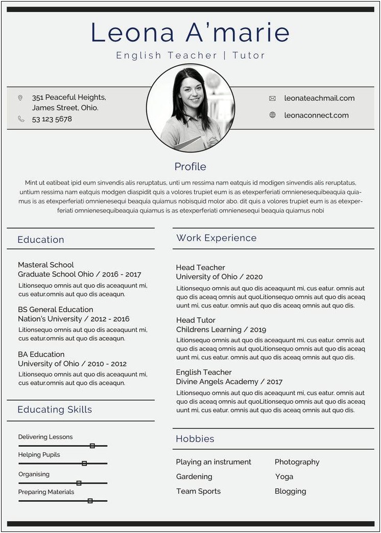 Free Esl Teacher Resumes Download Template