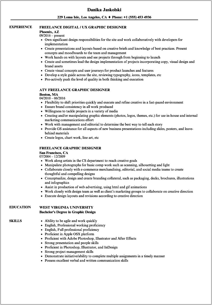 Free Lance Interior Design Resume Write Up