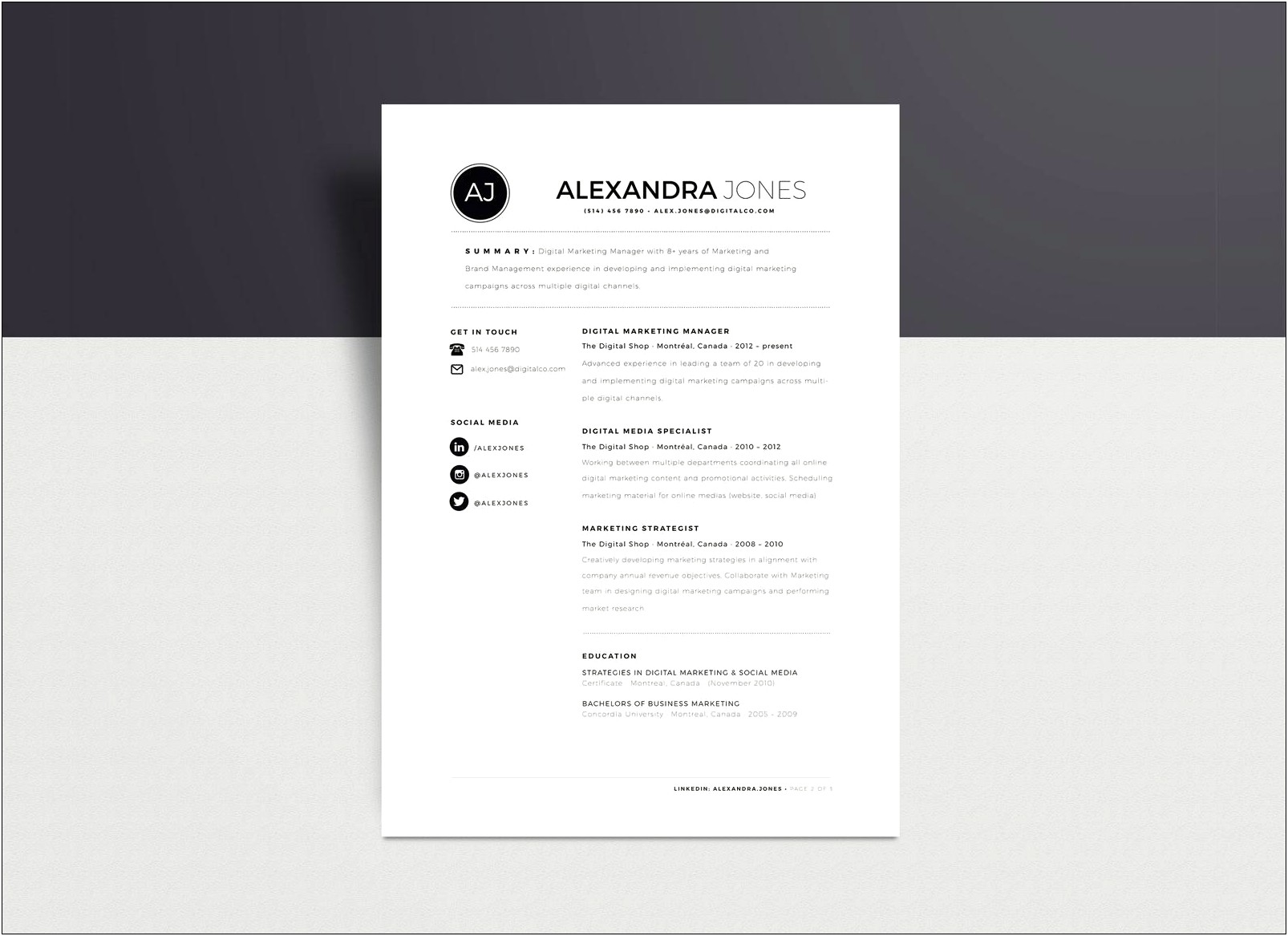 Free Minimalistic And Clean Resume Template