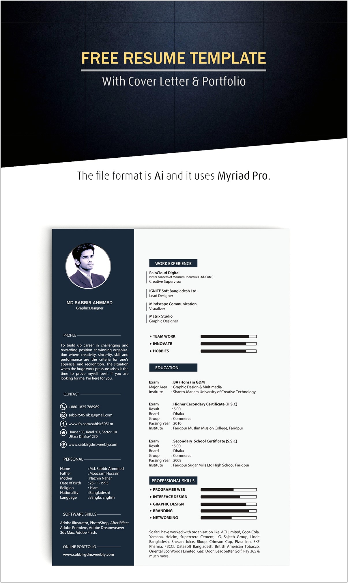 Free Modern Graphic Design Resume Template