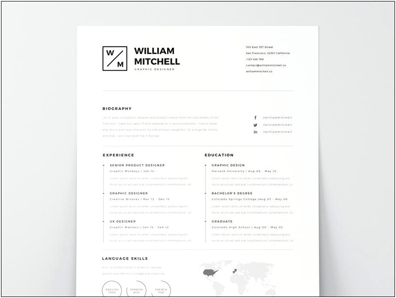 Free Modern Minimalist Resume Psd Free