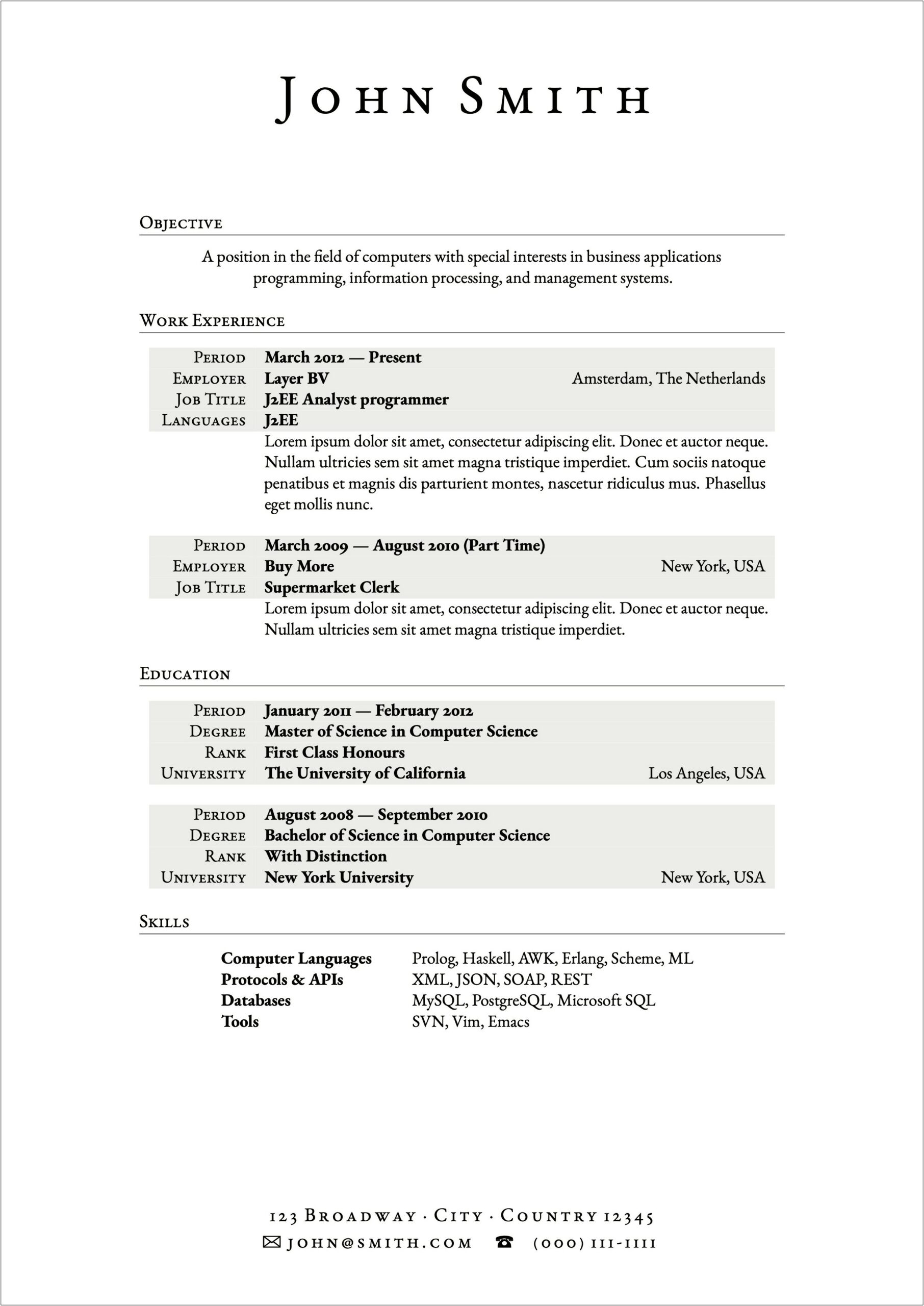 Free Modern Resume Templates For Word India