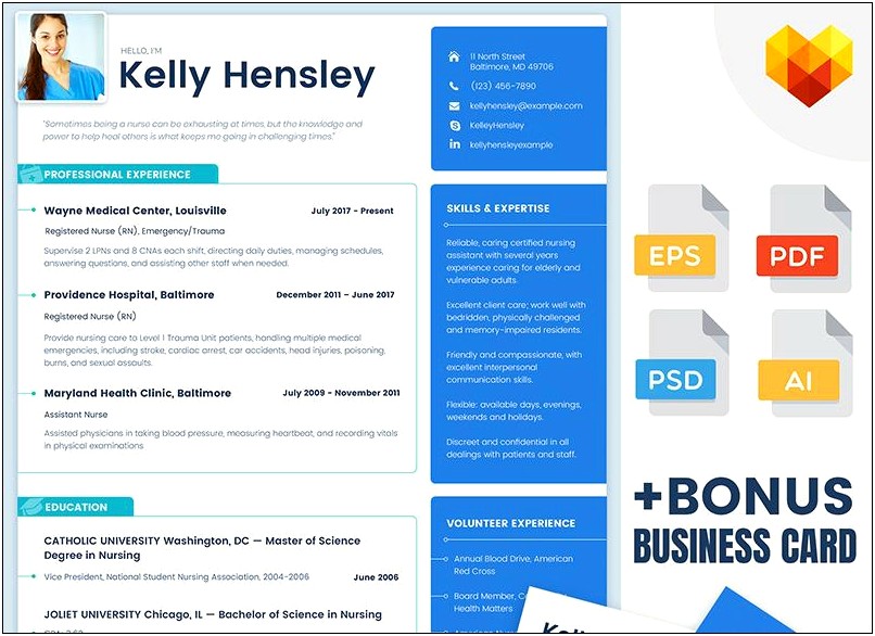 Free Nurse Resume Template With Color