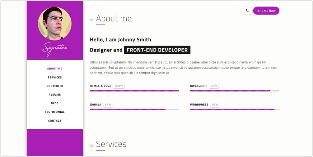 Free One Div Responsive Html Resume Template