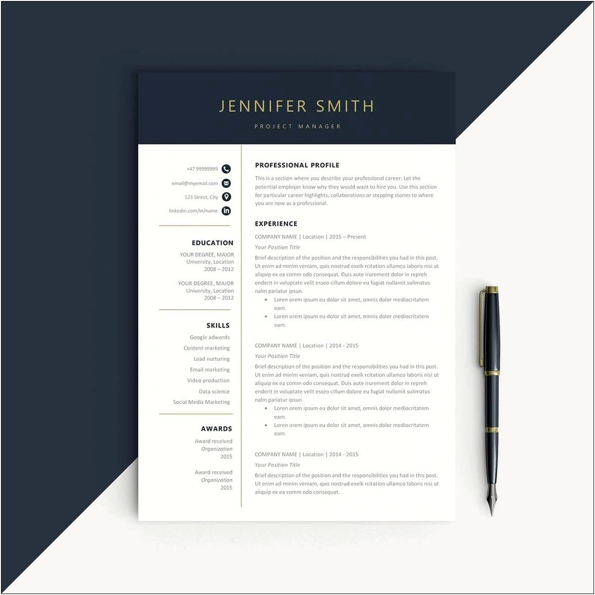 Free One Page Resume Template Ms Word Download