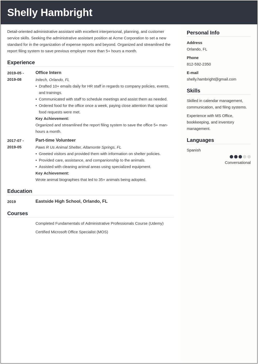 Free Online Resume For Administrative Assistant