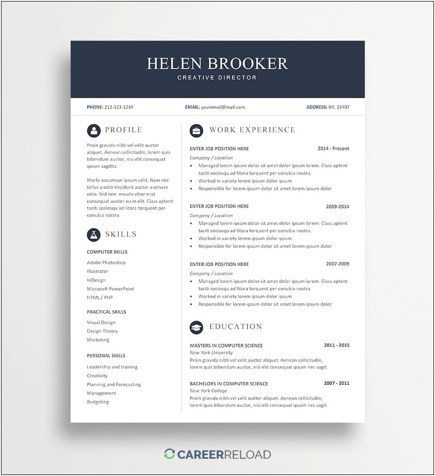 Free Printable Resume Template For Word