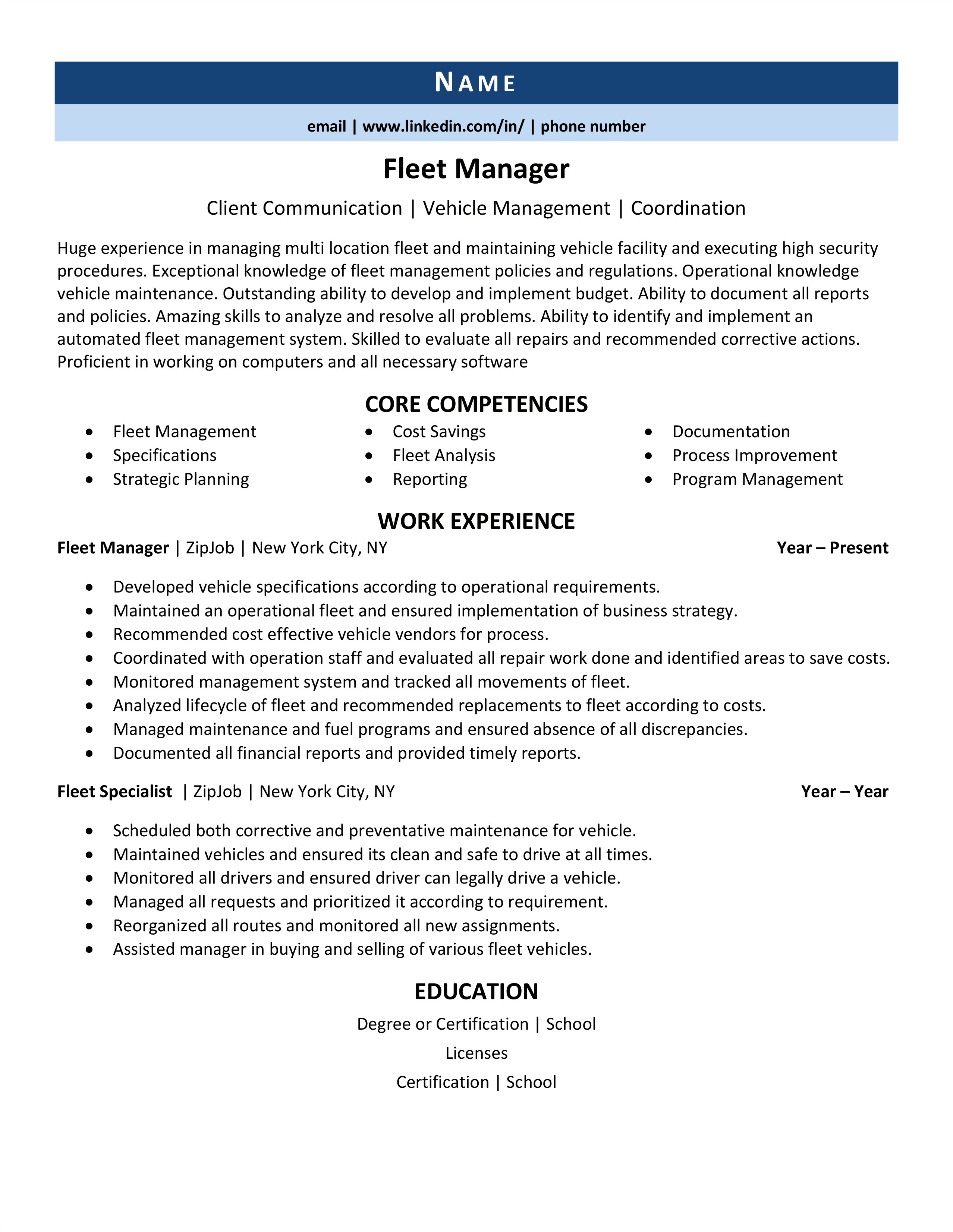 Free Resume For Maintenance Director Examples