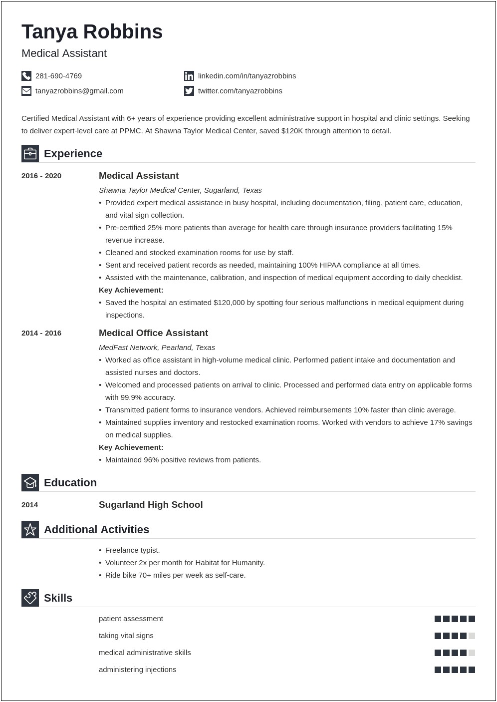 Free Resume For Medical Position Template