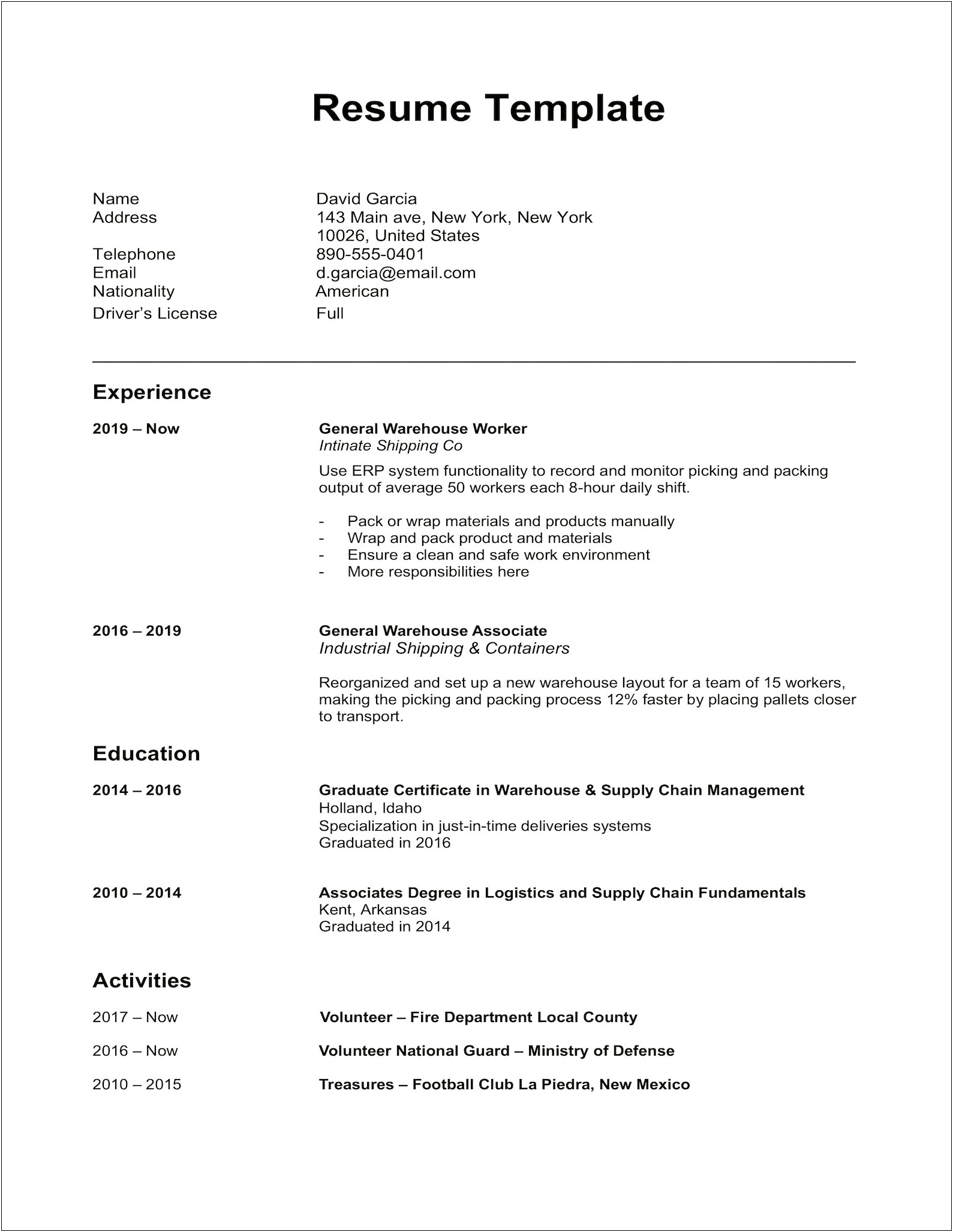Free Resume Format For Microsoft Word