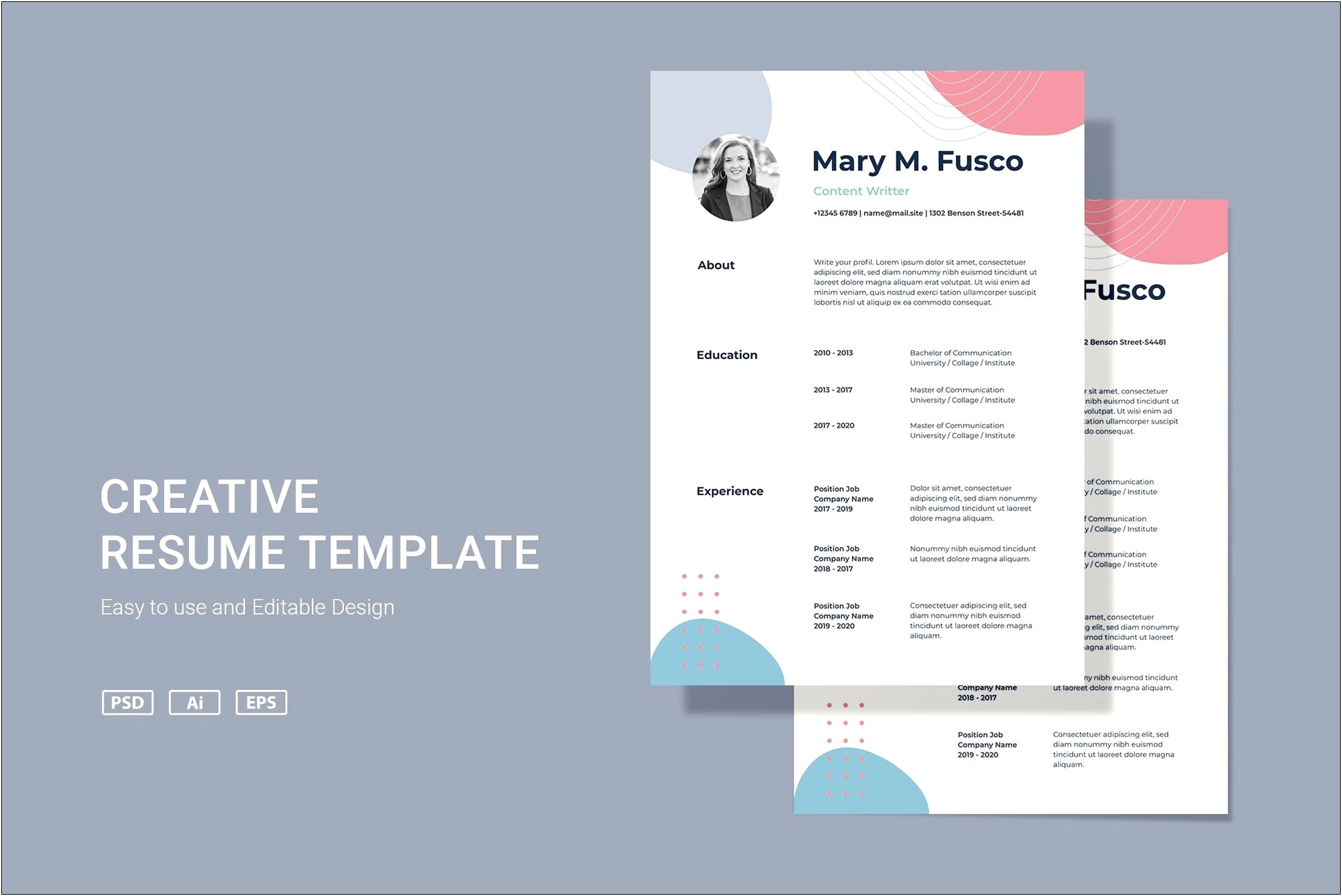 Free Resume Psd Template For Photoshop