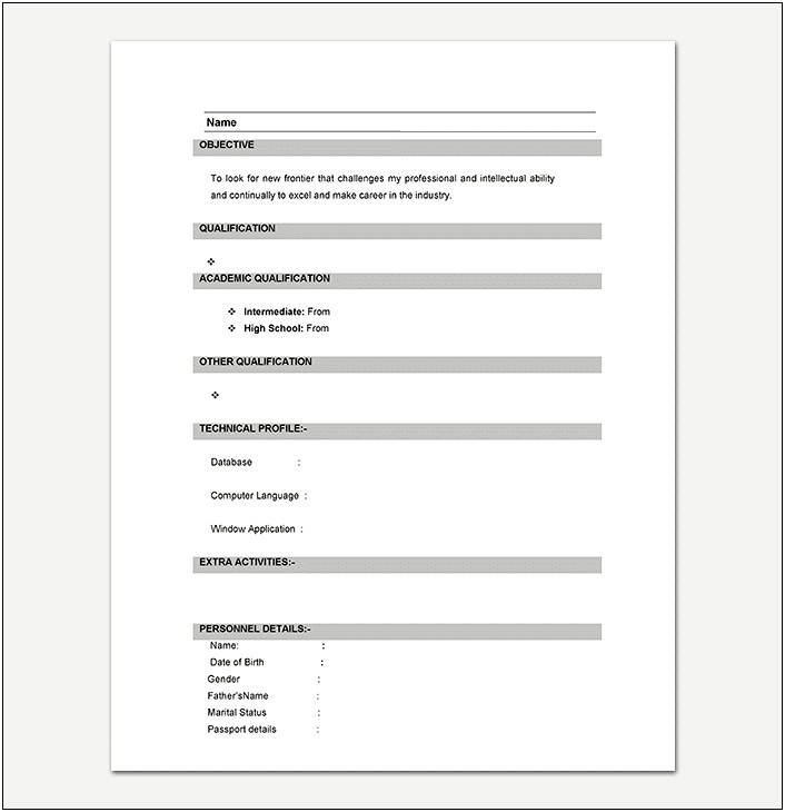 Free Resume Samples For Freshers Download