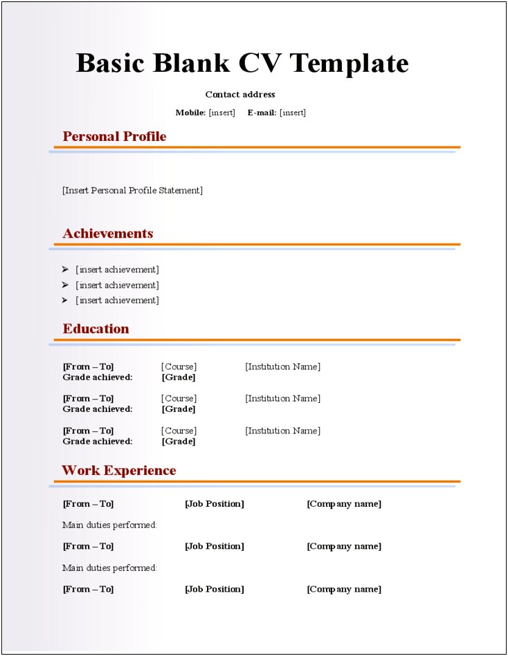 Free Resume Samples For Freshers Pdf