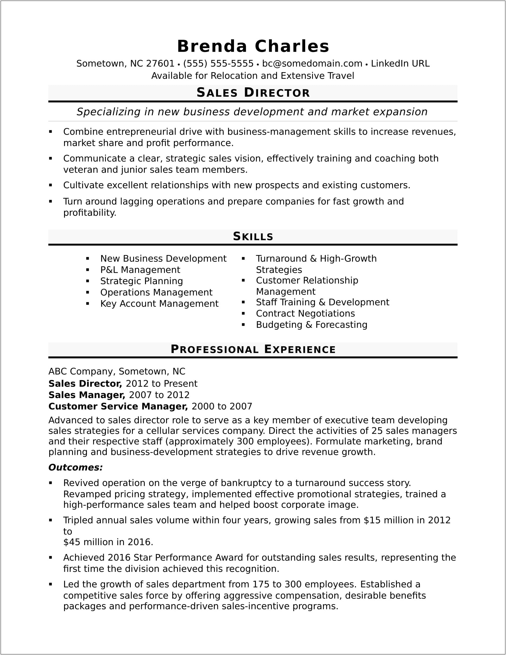 Free Resume Samples For Sales And Marketing