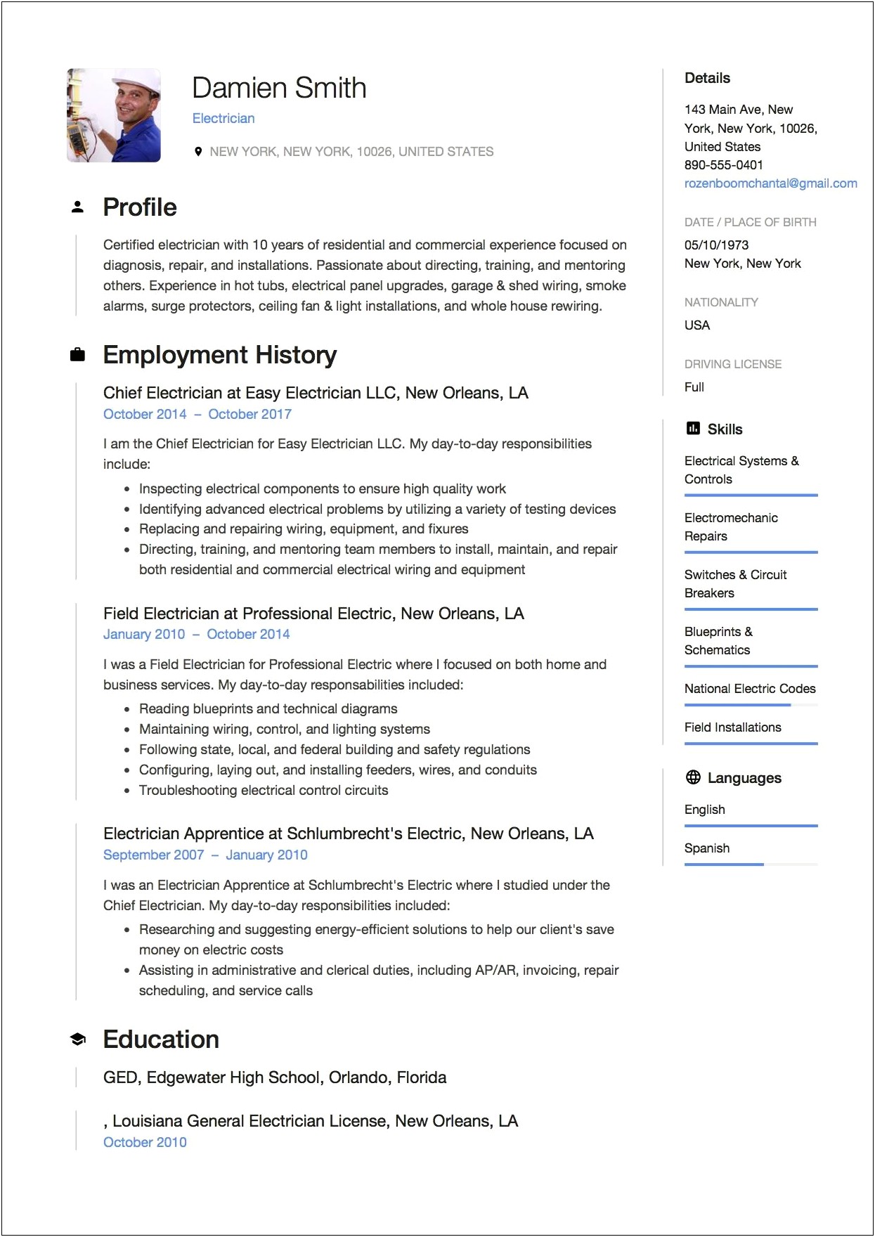 Free Resume Template For A Property Technition