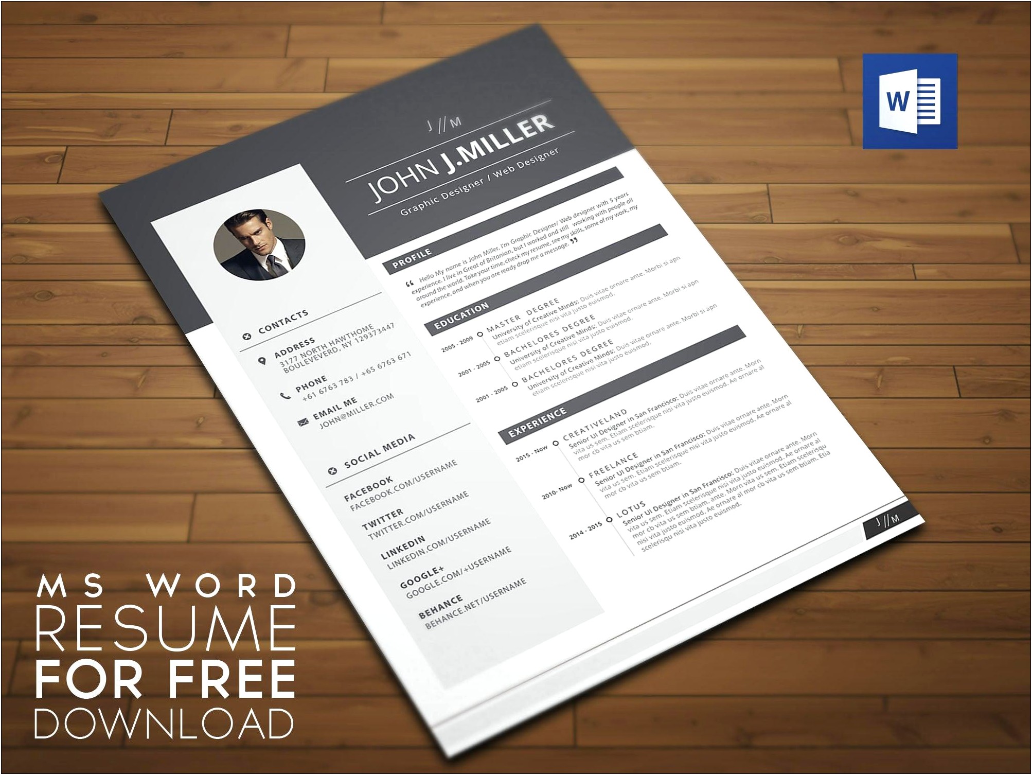 Free Resume Template Microsoft Word 2015