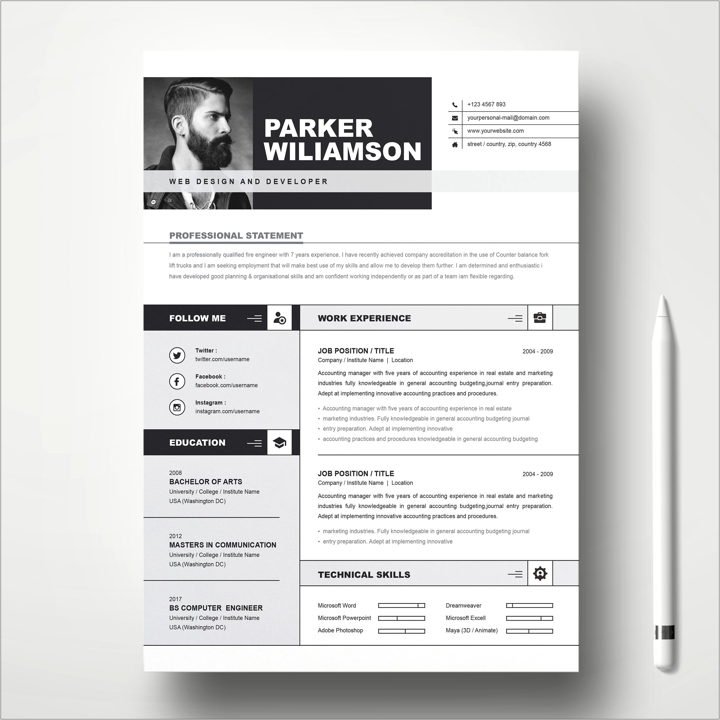 Free Resume Template With Cover Letter