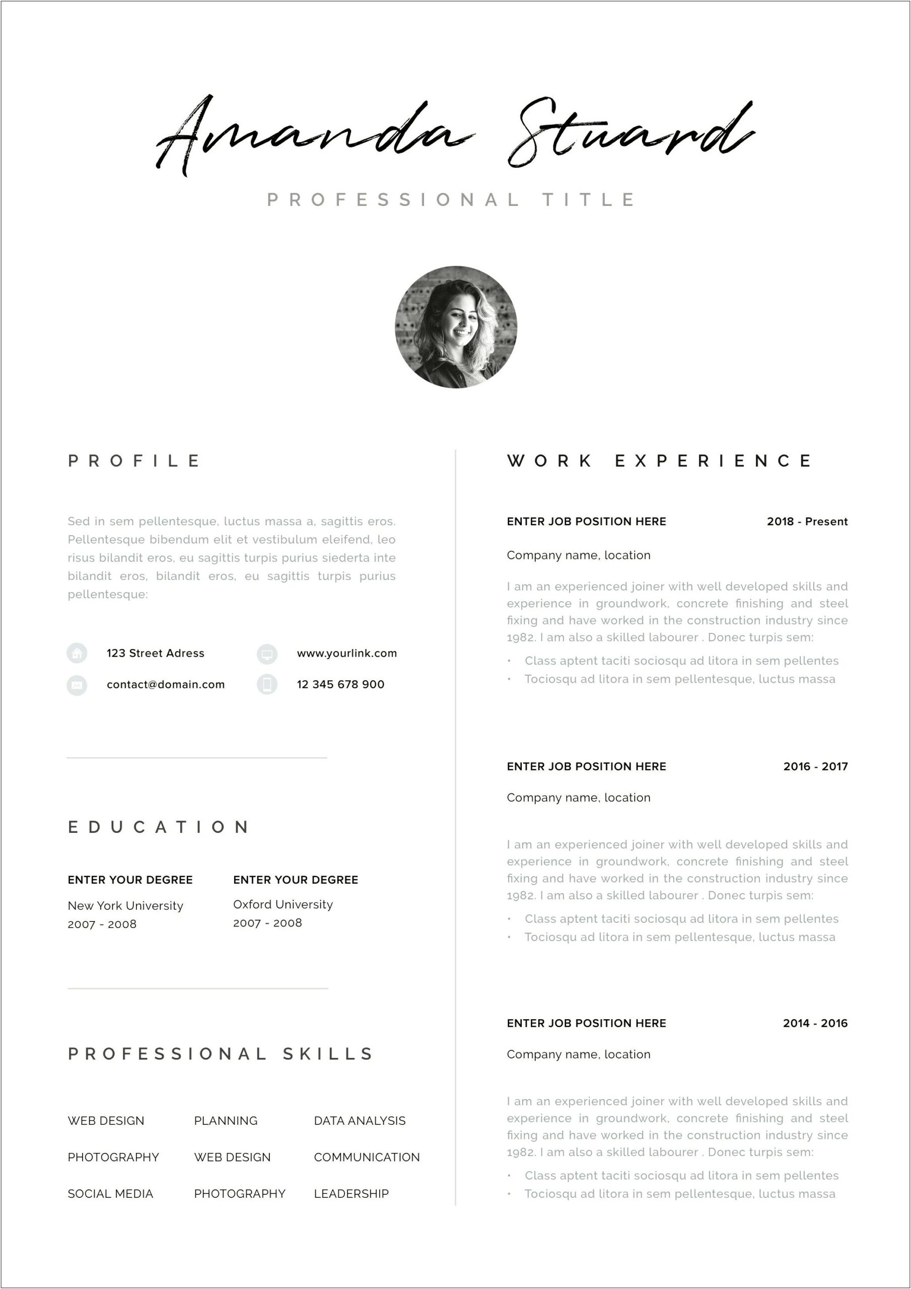 Free Resume Templates 2017 For Mac