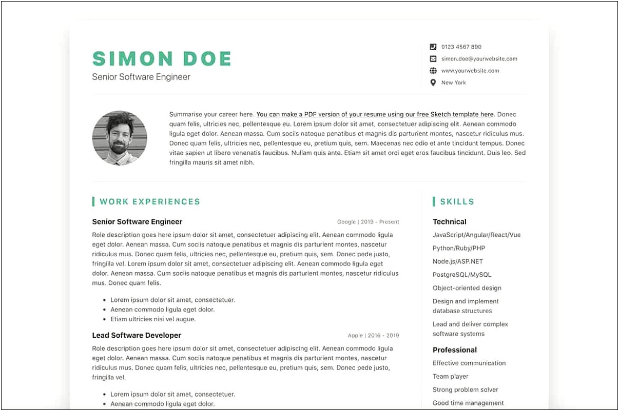 Free Resume Templates For Engineers