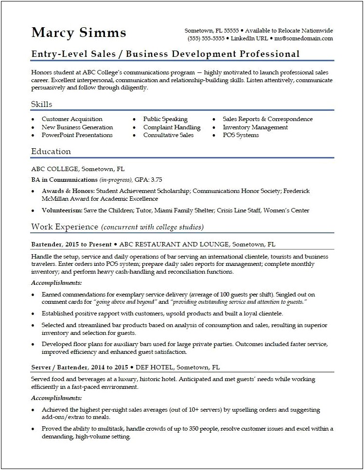 Free Resume Templates For Entry Level Jobs