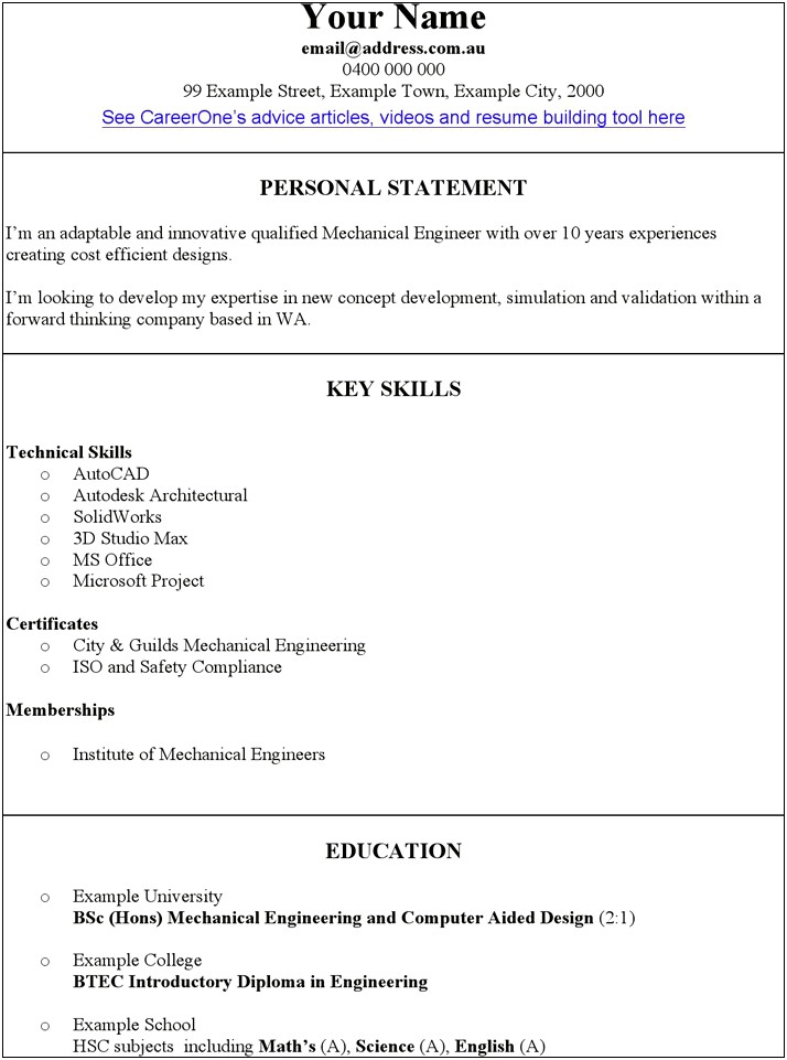 Free Resume Templates For Mechanical Engineer 2019